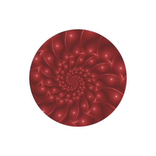 Red  Glossy Spiral Fractal Round Mousepad