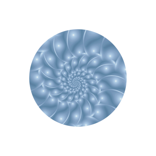 Pastel Blue Glossy Spiral Fractal Round Mousepad