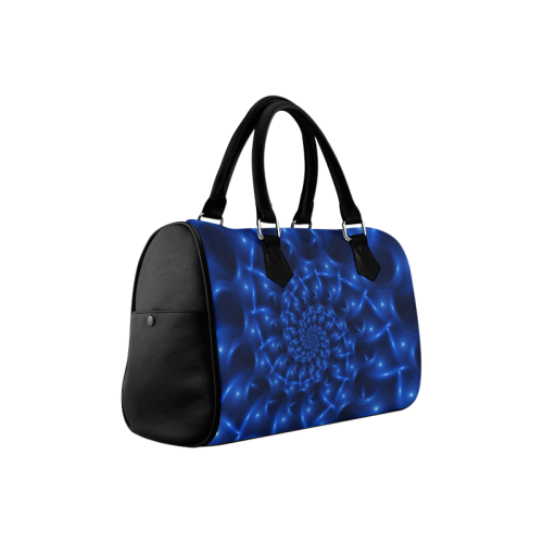 Blue Glossy Spiral Fractal Boston Handbag (Model 1621)