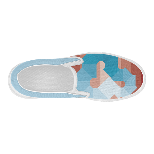 Square Spectrum (Cyan) Women's Slip-on Canvas Shoes (Model 019)