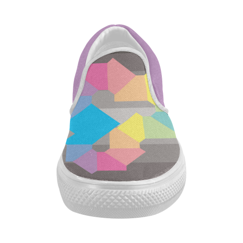 Square Spectrum (Rainbow) Women's Slip-on Canvas Shoes (Model 019)