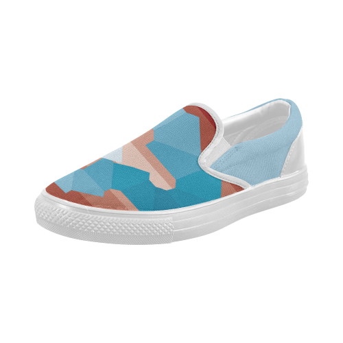 Square Spectrum (Cyan) Women's Slip-on Canvas Shoes (Model 019)