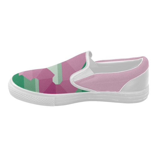 Square Spectrum (Magenta) Women's Slip-on Canvas Shoes (Model 019)