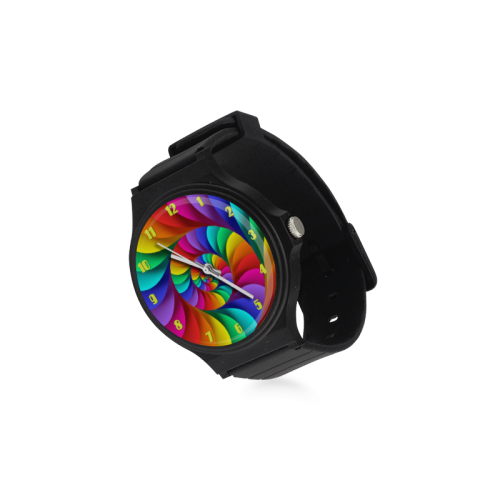 Psychedelic Rainbow Spiral Leather Watch