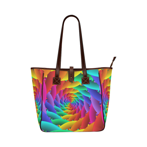 Psychedelic Rainbow Spiral Tote Bag 13"