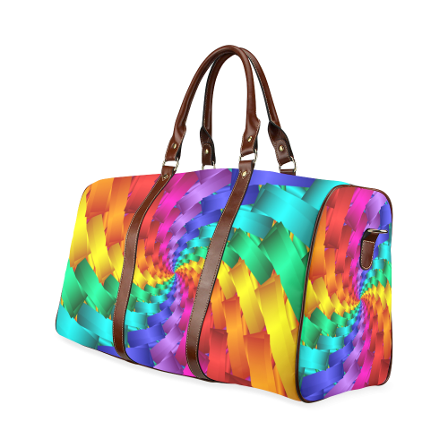 Psychedelic Rainbow Spiral Waterproof Travel Bag Waterproof Travel Bag/Large (Model 1639)