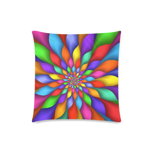 Psychedelic Rainbow Spiral Zippered Pillow Case one side 18x18 Custom Zippered Pillow Case 18"x18" (one side)