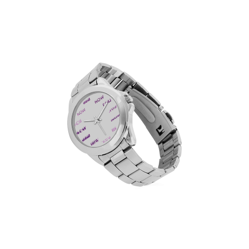 Funny Purple Now Unisex Stainless Steel Watch(Model 103)