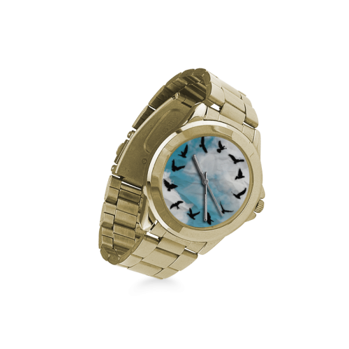 Conceptual Time Flies Bird Custom Gilt Watch(Model 101)
