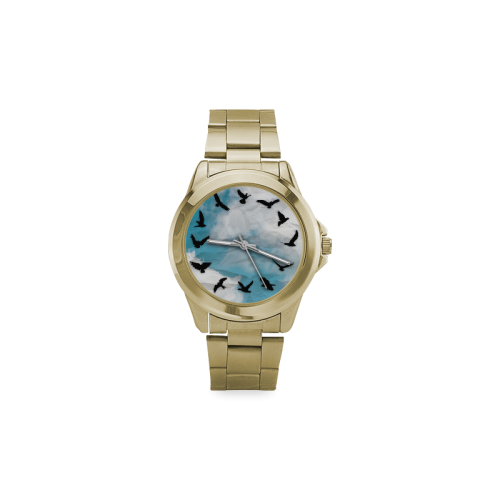 Conceptual Time Flies Bird Custom Gilt Watch(Model 101)