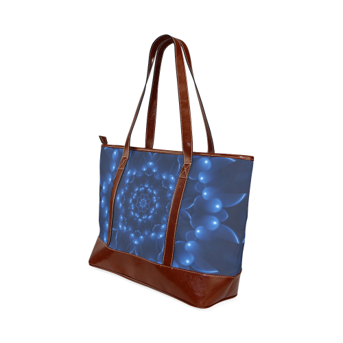 Blue Glossy Spiral Tote Handbag (Model 1642)