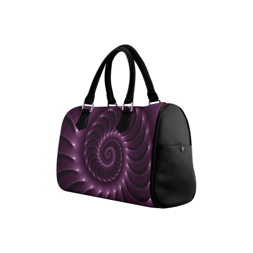 Plum Purple Glossy Spiral Boston Handbag (Model 1621)