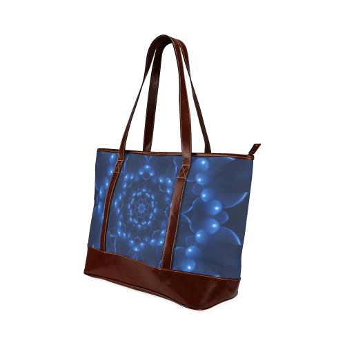 Blue Glossy Spiral Tote Handbag (Model 1642)