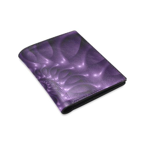 Glossy Purple Spiral Men's Leather Wallet (Model 1612)