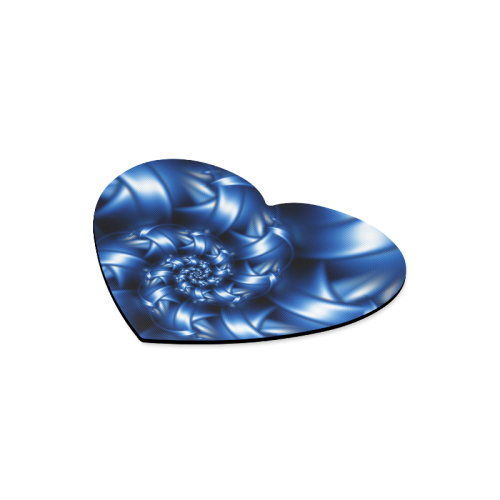 Glossy Blue Spiral Heart-shaped Mousepad