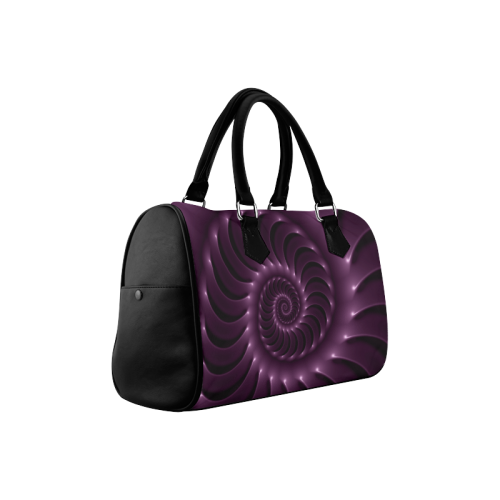 Plum Purple Glossy Spiral Boston Handbag (Model 1621)