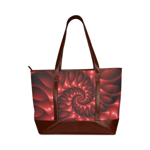 Plum Red Glossy Spiral Tote Handbag (Model 1642)