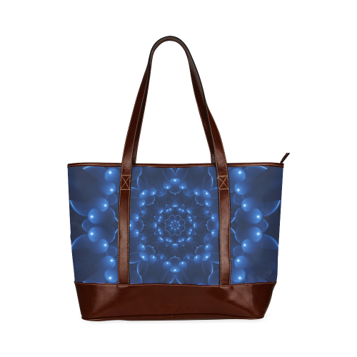 Blue Glossy Spiral Tote Handbag (Model 1642)