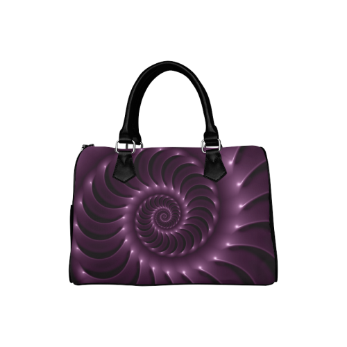 Plum Purple Glossy Spiral Boston Handbag (Model 1621)