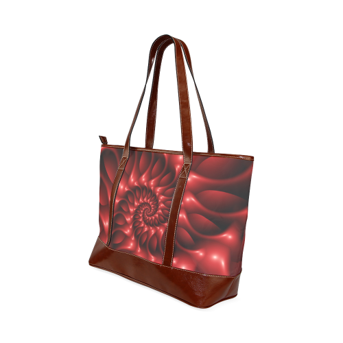 Plum Red Glossy Spiral Tote Handbag (Model 1642)