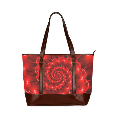 Red Glossy Spiral Tote Handbag (Model 1642)