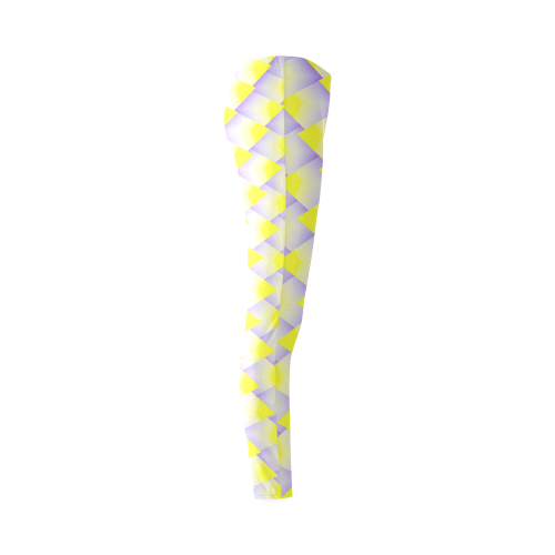 Yellow & Purple 3D Abstract Pyramids Cassandra Women's Leggings (Model L01)