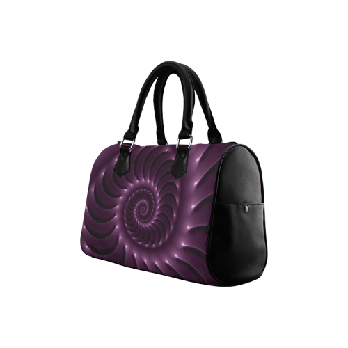 Plum Purple Glossy Spiral Boston Handbag (Model 1621)