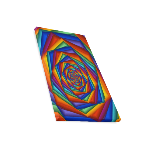 Psychedelic Rainbow Spiral Canvas Print 16"x20"