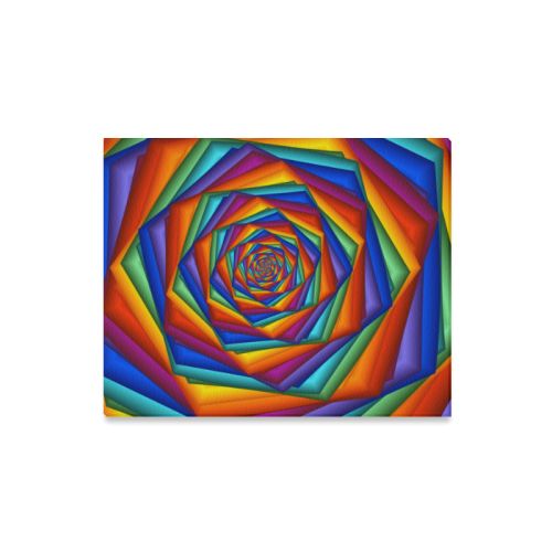 Psychedelic Rainbow Spiral Canvas Print 16"x20"