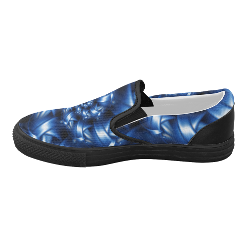 Glossy Blue Spiral Women's Slip-on Canvas Shoes (Model 019)