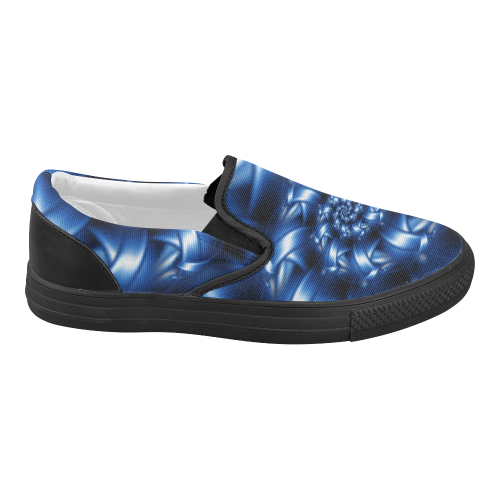 Glossy Blue Spiral Women's Slip-on Canvas Shoes (Model 019)