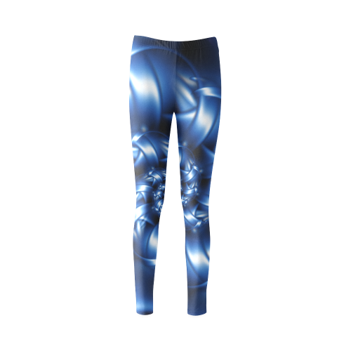 Glossy Blue Spiral Cassandra Women's Leggings (Model L01)