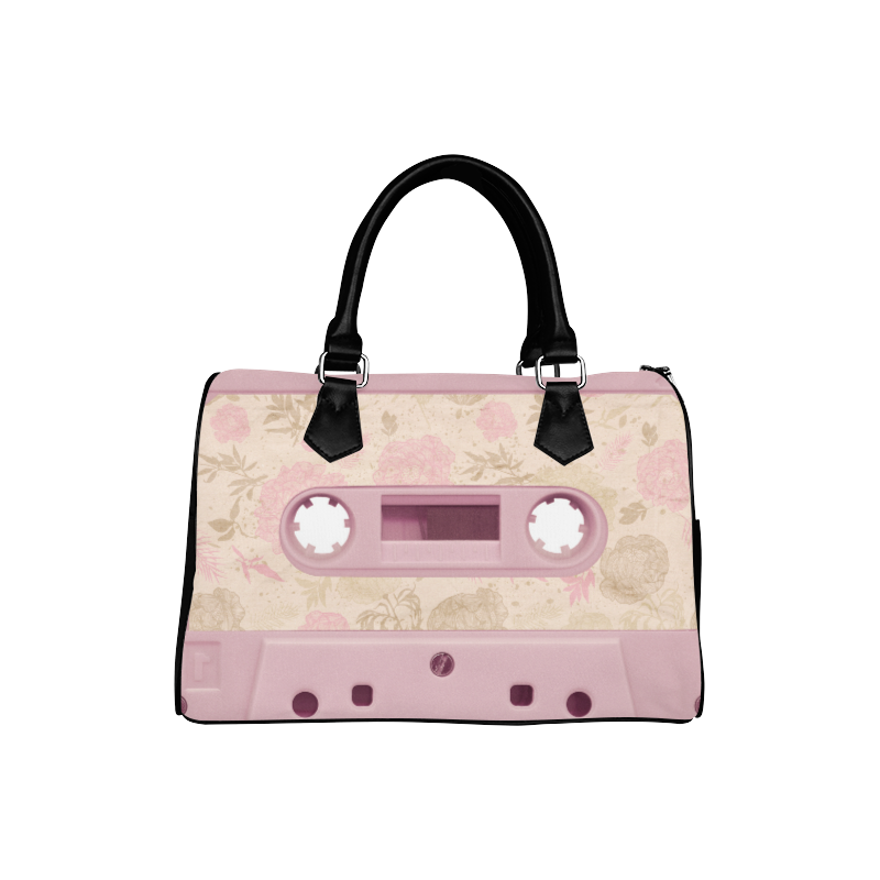 Vintage Retro Soft Pink Cassette Tape Boston Handbag (Model 1621) ID
