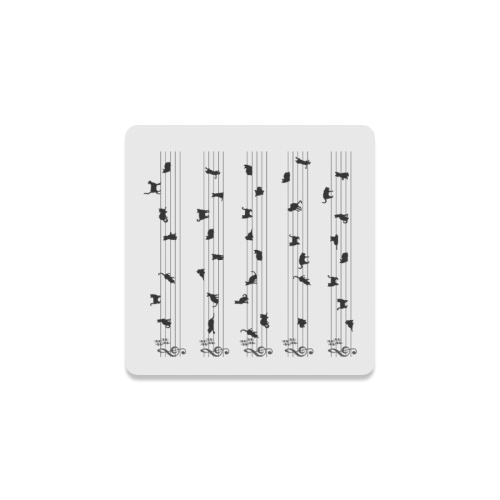 Conceptual Cat Song Musical Notation Square Coaster