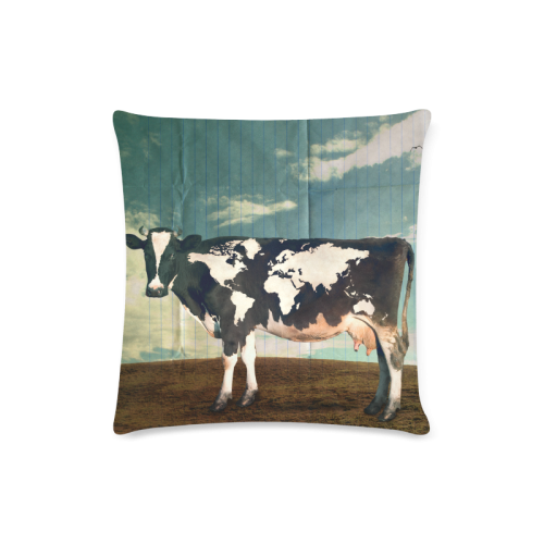 Surreal Dairy Cow World Map Custom Zippered Pillow Case 16"x16"(Twin Sides)