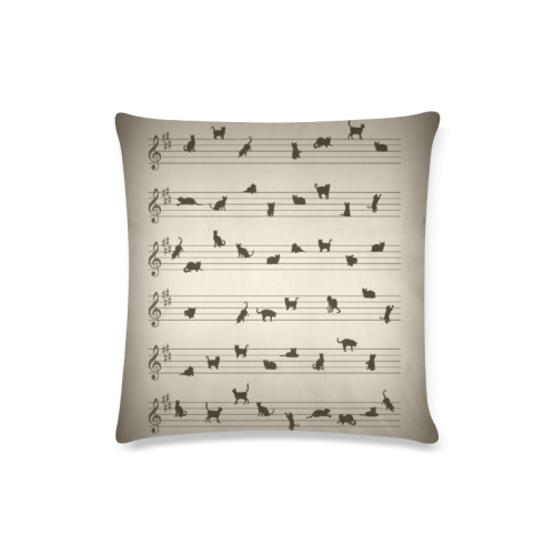Conceptual Cat Song Musical Notes Custom Zippered Pillow Case 16"x16"(Twin Sides)