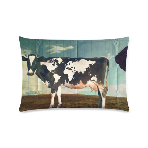 Surreal Dairy Cow World Map Custom Rectangle Pillow Case 16"x24" (one side)