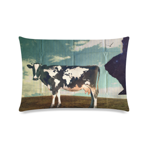Surreal Dairy Cow World Map Custom Zippered Pillow Case 16"x24"(Twin Sides)