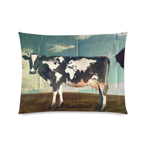 Surreal Dairy Cow World Map Custom Picture Pillow Case 20"x26" (one side)