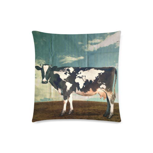 Surreal Dairy Cow World Map Custom Zippered Pillow Case 18"x18" (one side)