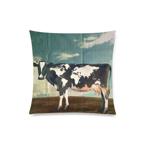 Surreal Dairy Cow World Map Custom Zippered Pillow Case 20"x20"(Twin Sides)