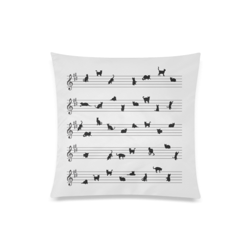 Conceptual Cat Song Musical Notation Custom Zippered Pillow Case 20"x20"(Twin Sides)