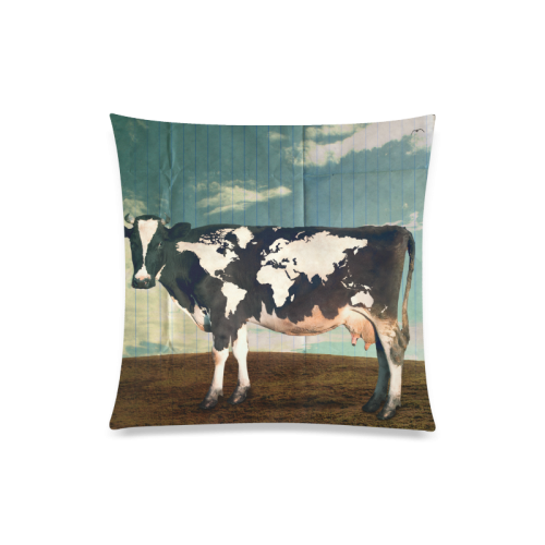 Surreal Dairy Cow World Map Custom Zippered Pillow Case 20"x20"(One Side)