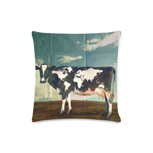 Surreal Dairy Cow World Map Custom Zippered Pillow Case 16"x16" (one side)
