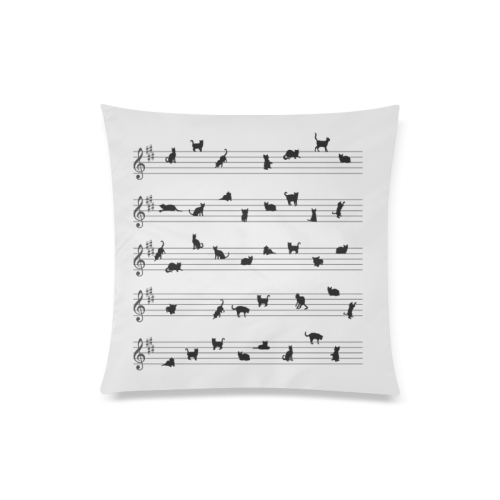 Conceptual Cat Song Musical Notation Custom Zippered Pillow Case 20"x20"(Twin Sides)