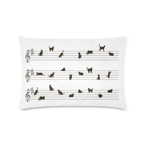 Conceptual Cat Song Musical Notes Custom Rectangle Pillow Case 16"x24" (one side)