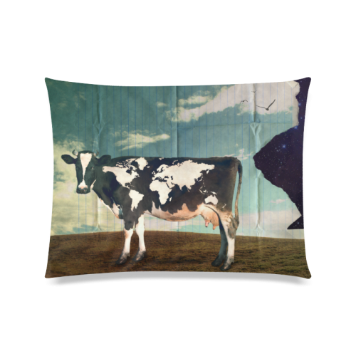 Surreal Dairy Cow World Map Custom Zippered Pillow Case 20"x26"(Twin Sides)