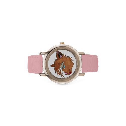 Puppy Motif by Kizzambi Women's Rose Gold Leather Strap Watch(Model 201)