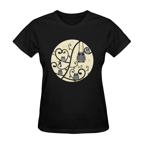 Owls in the Moonlight Sunny Women's T-shirt (Model T05)
