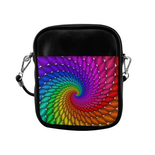 Psychedelic Rainbow Spiral Sling Bag (Model 1627)